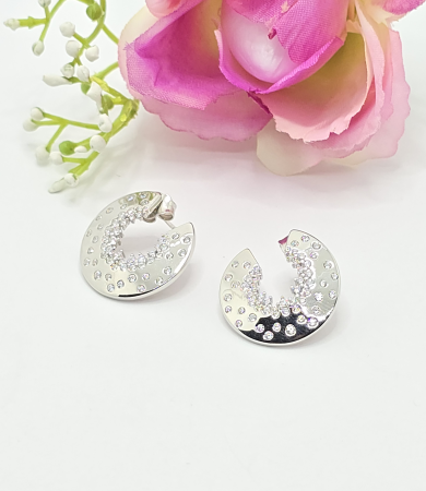 Cercei din argint - Cercei Eleganti din Argint 925 cu Zirconia – 9.09 g, 2.4 cm