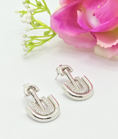 Cercei din argint - Cercei Eleganti din Argint 925 cu Zirconia – 9.98 g, 2.5 cm