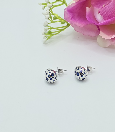 Cercei Eleganti din Argint 925 cu Zirconia albastra– 4.96 g, 1.5 cm [2]