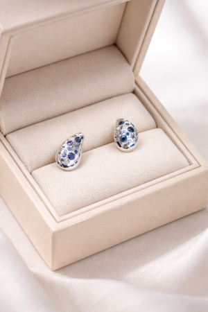 Cercei din argint 925 cu zirconii albastre – model modern elegant [2]