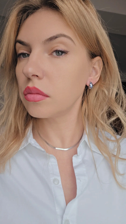 Cercei Eleganti din Argint 925 cu Zirconia albastra– 4.96 g, 1.5 cm [3]