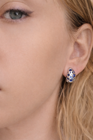 Cercei din argint 925 cu zirconii albastre – model modern elegant [1]