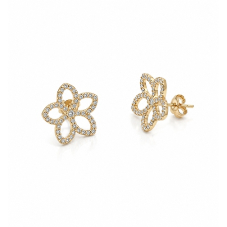 Cercei din Aur - Cercei Floare din Aur 14K cu Zirconii