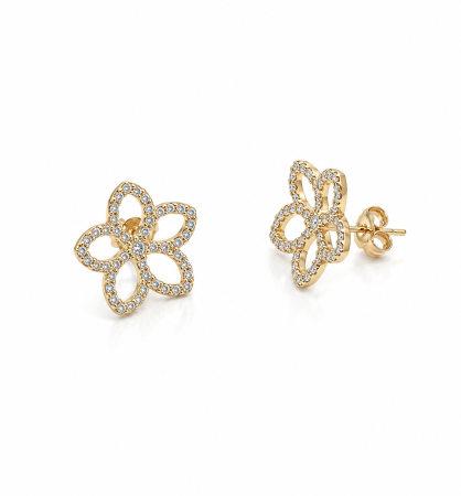Cercei Floare din Aur 14K cu Zirconii [2]