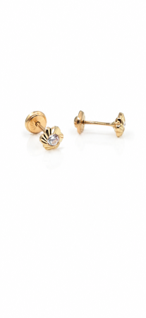 Cercei copii „Floare cu piatra centrala” din Aur 14K – 5,5 mm, cu Șurub și Protecție [4]