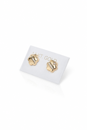 Cercei copii „Floarea Strălucitoare” din Aur 14K – 8 mm, cu Șurub și Protecție [1]