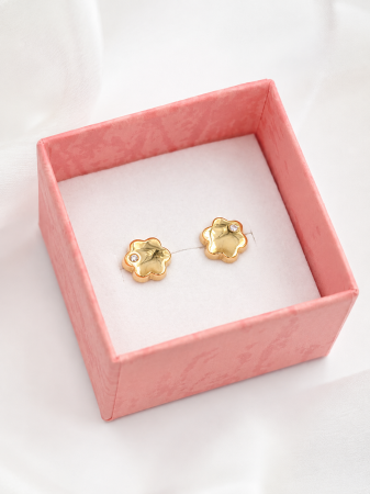 Cercei copii „Floarea Strălucitoare” din Aur 14K – 8 mm, cu Șurub și Protecție [3]