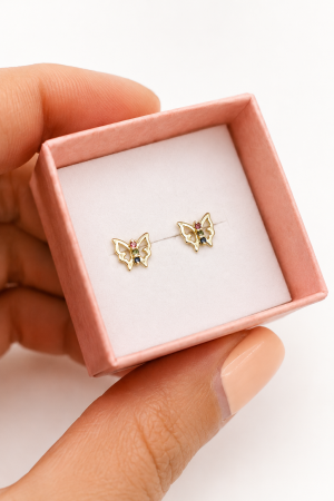 Cercei „Fluturaș Curcubeu” din Aur 18K – 7 × 6 mm [3]