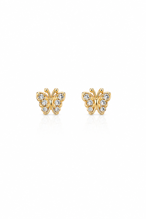 Cercei Copii, Fluturaș Delicat , din Aur 14K – 5 mm, cu Șurub și Protecție [3]