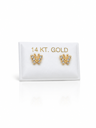 Cercei Copii, Fluturaș Delicat , din Aur 14K – 5 mm, cu Șurub și Protecție [4]