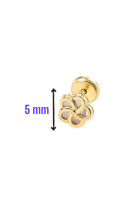 Cercei in forma de Floare din Aur galben 14 kt si Sidef [2]