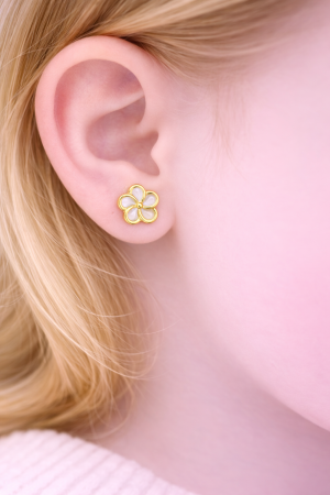 Cercei in forma de Floare din Aur galben 14 kt si Sidef [1]