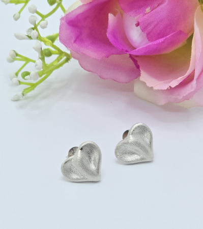 Cercei din argint - Cercei in forma de Inimioara din Argint 925 fara pietre– 2.41 g, 1.3 cm