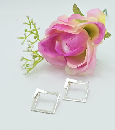 Cercei din argint - Cercei in forma de Patrat din Argint 925 fara pietre– 4.85 g, 2.5 cm