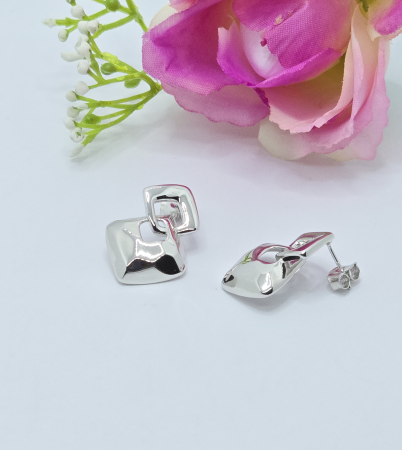 Cercei in forma de Patrat din Argint 925 fara pietre– 6.44 g, 2.5 cm [1]