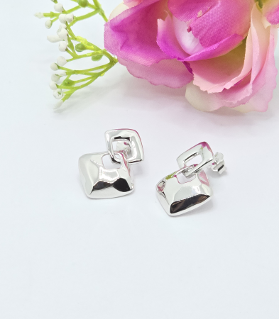 Cercei din argint - Cercei in forma de Patrat din Argint 925 fara pietre– 6.44 g, 2.5 cm