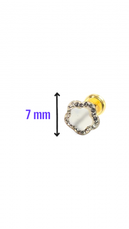 Cercei in forma de trifoi  din Aur galben de 18  kt cu Sidef si Cristale Zirconia [1]