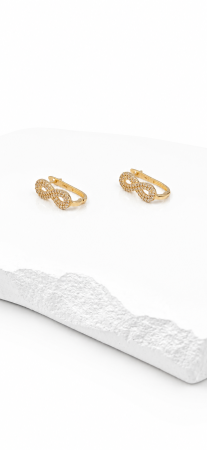 Cercei Infinity din Aur Galben 14K cu Zirconii – Închidere Clips [2]