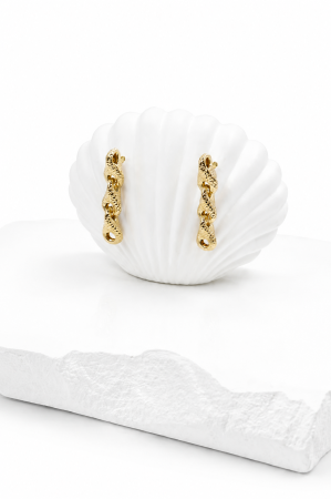 Cercei Lungi din Aur Galben 14K cu Design  Texturat [2]