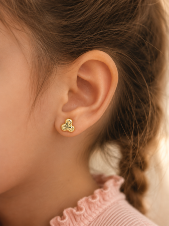 Cercei copii „Trifoi fara pietre” din Aur 14K – 5 mm [1]