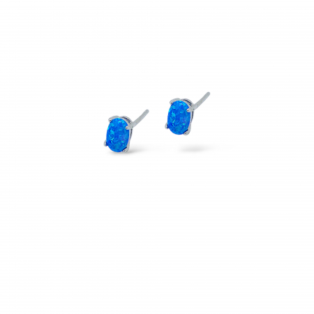 Cercei cu Piatra Semiprețioasă Opal Albastru din Argint 925 – 0.82 g, 0.6 cm [0]