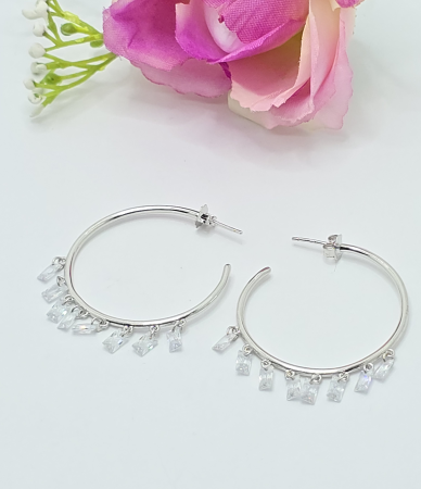 Cercei Rotunzi din Argint 925 cu Zirconia – 6.05 g, 3.5 cm [1]