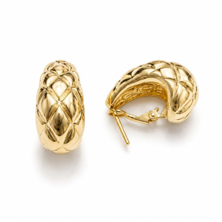 Cercei din Aur - Cercei Semi-Creole Matlasați din Aur 14K – Design Luxury