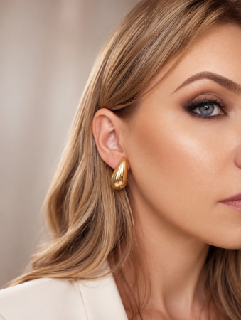 Cercei Statement din Aur 14K – Design Organic Lucios [1]