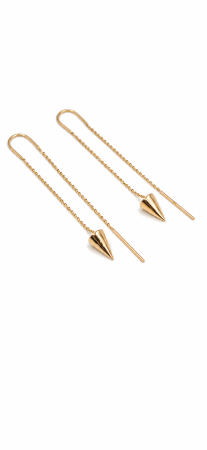 Cercei Tip Fir din Aur Galben 14K cu Pandantiv Conic – 7,5 cm [2]
