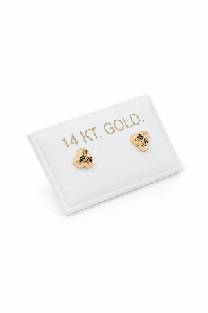 Cercei copii „Trifoiul Norocos mic” din Aur 14K – 5 mm, cu Șurub și Protecție [2]