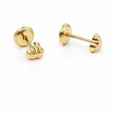 Bijuterii Fetite - Cercei copii „Trifoiul Norocos mic” din Aur 14K – 5 mm, cu Șurub și Protecție