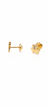 Cercei copii „Trifoiul Norocos” din Aur 14K – 6,5 mm, cu Șurub și Protecție [4]