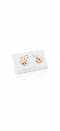 Cercei copii „Trifoiul Norocos” din Aur 14K – 6,5 mm, cu Șurub și Protecție [3]