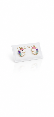 Cercei copii „Unicornul Magic” din Aur 14K – 9 x 7 mm, cu Șurub și Protecție [3]