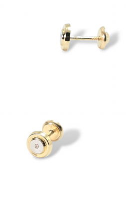 Cercei Bebe rotunzi din Aur galben 14 kt si cristal Zirconia [1]
