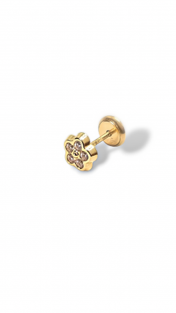 Cerceii Bebe - Cercei Bebe in forma de floare din Aur galben 14 kt si Cristale Zirconia