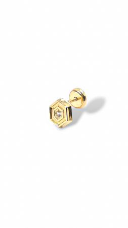 Cerceii Bebe - Cercei Bebe in forma de Hexagon din Aur galben 14 kt si Cristal Zirconia