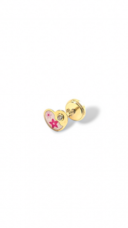 Cerceii Bebe - Cercei Bebe in forma de Inimioara din Aur galben 9 kt si Cristal Zirconia