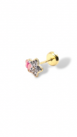 Cerceii Bebe - Cercei Bebe in forma de Steluta din Aur Galben 18 kt si Cristale Zirconia