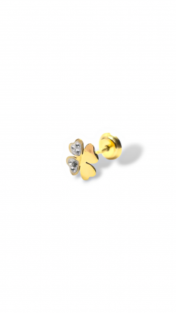 Cerceii Bebe - Cercei in forma de Trifoi din Aur galben 18 kt si Cristale Zirconia