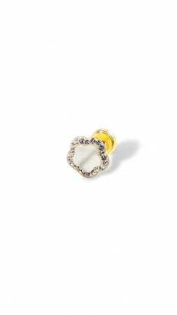 Cerceii Bebe - Cercei in forma de trifoi  din Aur galben de 18  kt cu Sidef si Cristale Zirconia