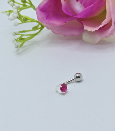 Cercei din argint - Cercel de Buric din Argint 925, pietre Zirconia roz. 1.38 gr, 1,70 cm.