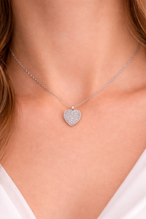 Colier Argint 925 cu Pandantiv Inimă cu Zirconii – Elegant și Delicat [1]