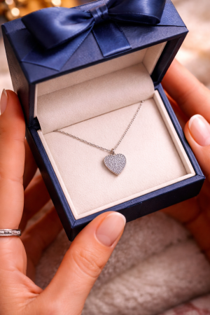 Colier Argint 925 cu Pandantiv Inimă cu Zirconii – Elegant și Delicat [2]