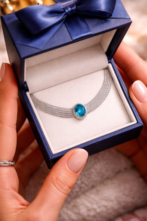 Colier Argint 925 cu Piatră Albastră Elegantă – Design Premium [2]