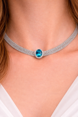 Colier Argint 925 cu Piatră Albastră Elegantă – Design Premium [1]