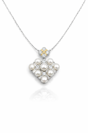 Lantisoare din argint - Colier din argint 925 cu perle și zirconii – eleganță clasică reinterpretată