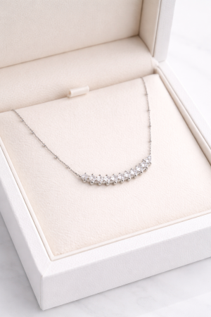 Colier din argint 925 cu zirconii în linie curbată – eleganță statement [2]