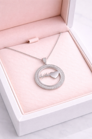 Colier din argint 925 „Heartbeat & Heart” cu zirconii – emoție în fiecare detaliu [1]