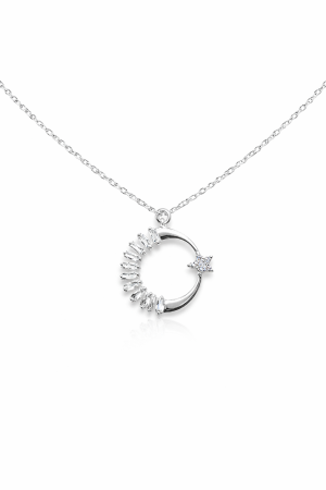 Lantisoare din argint - Colier din argint 925 „Lună & Stea” cu zirconii – eleganță delicată ajustabilă
